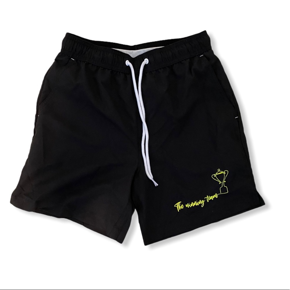 The winning team swimmers lime green logo